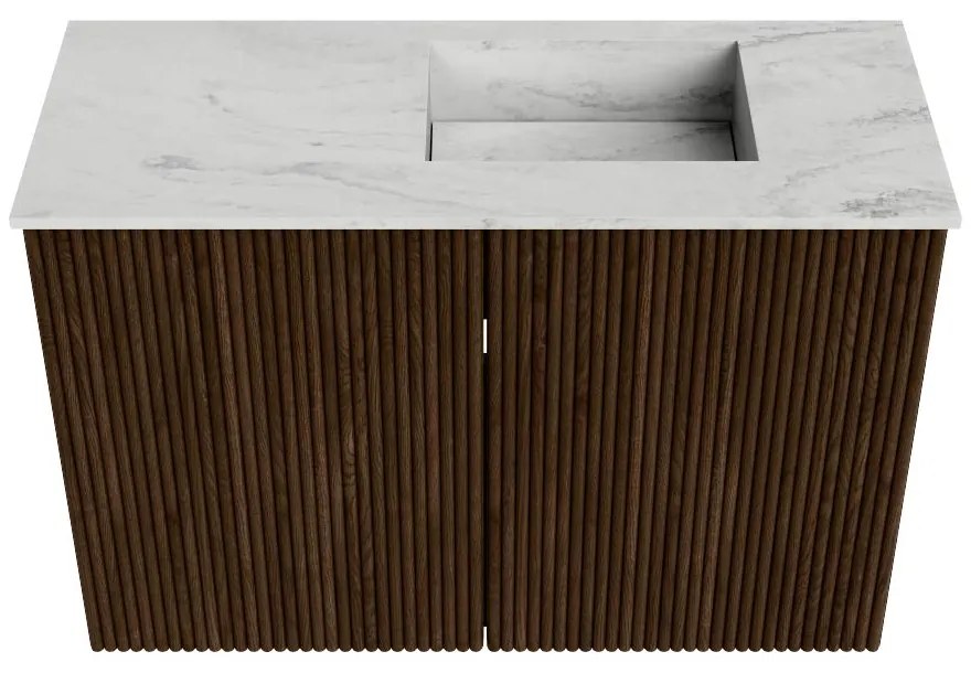 Mondiaz Joya DLux 60cm toiletmeubel walnut met wastafel faye rechts 1 kraangat opalo
