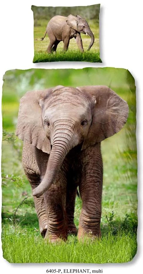 Good Morning kinderdekbedovertrek Elephant - multikleur - 140x200/220 cm - Leen Bakker