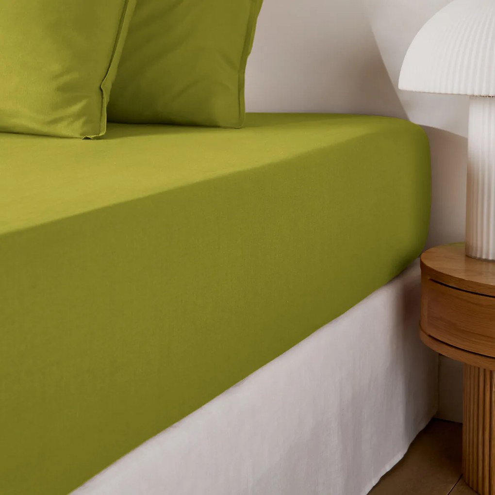 Effen hoeslaken in gewassen katoen, omslag 30 cm, Scenario