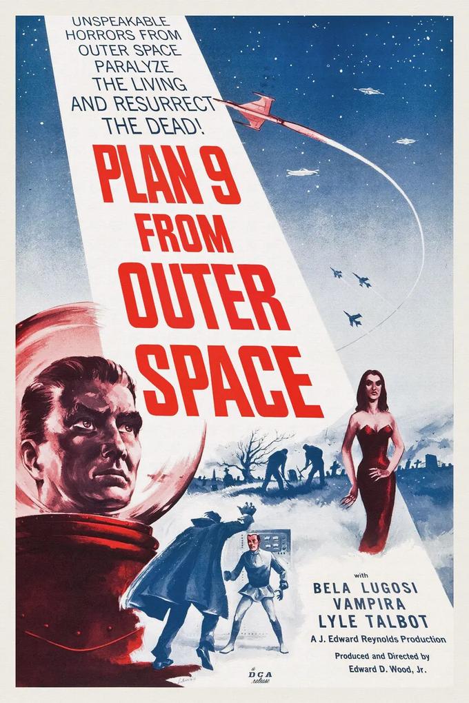 Kunstdruk Plan 9 from Outer Space (Vintage Cinema / Retro Movie Theatre Poster / Horror & Sci-Fi), (26.7 x 40 cm)