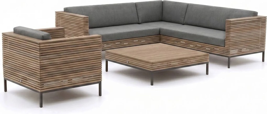 + 10% kassakorting | Hoek loungeset ROUGH  | 6 personen | Loungeset Old Teak Greywash | Hoekbank Teakhout | Kees Smit Tuinmeubelen
