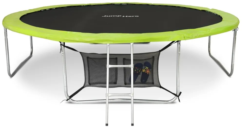 Premium tuintrampoline met veiligheidsnet aan binnenkant 366 cm Jump Hero 12FT groen