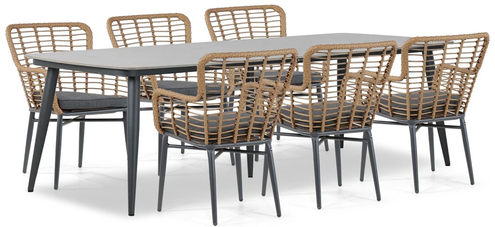 Tuinset 6 personen 240 cm Aluminium/wicker Taupe Lifestyle Garden Furniture Toledo/Vienna