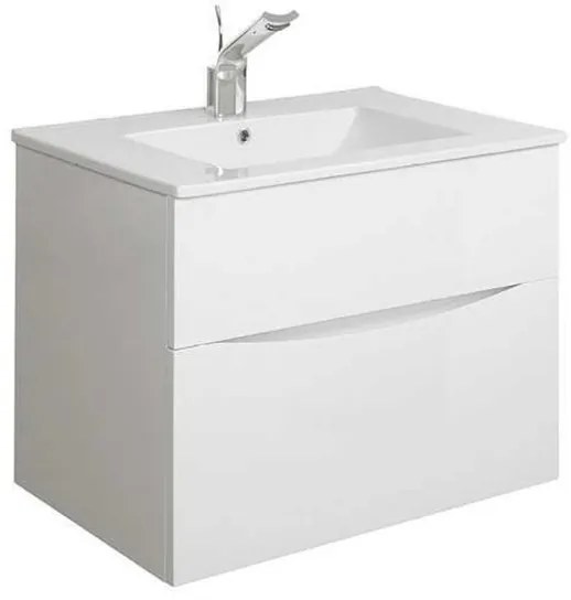 Crosswater Glide II Wastafelonderkast - 70x45x52cm - 2 lades - greeploos - softclose - glans wit GL7000D2WG