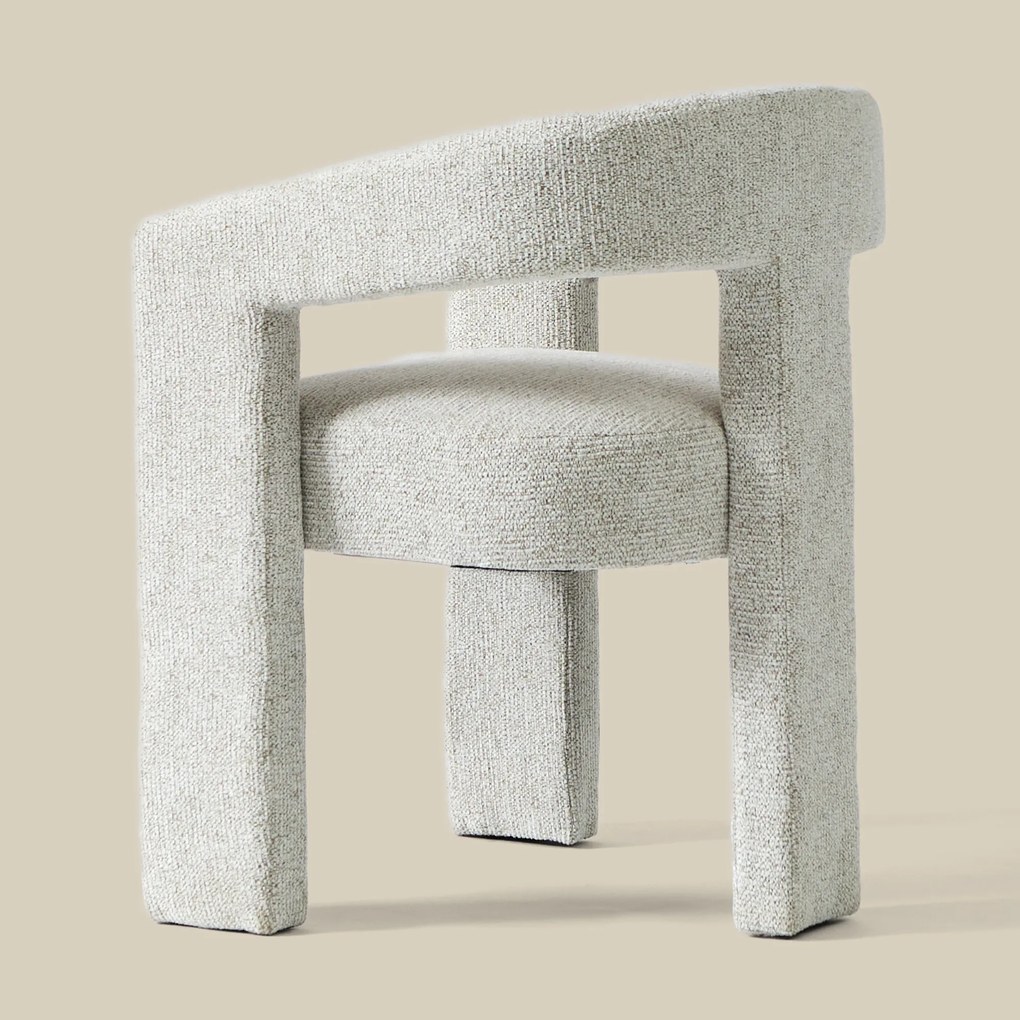 Design Eetkamerstoel Creme Volledig Stof