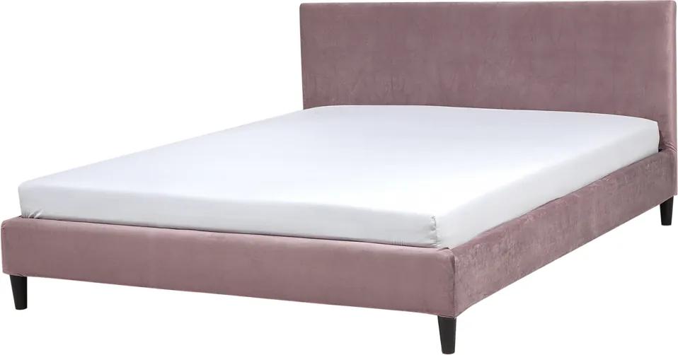 Bed fluweel roze 160 x 200 cm FITOU