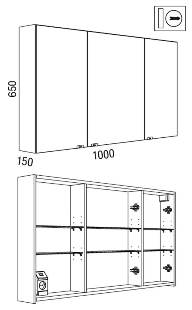 Muebles Ally spiegelkast 100x65cm