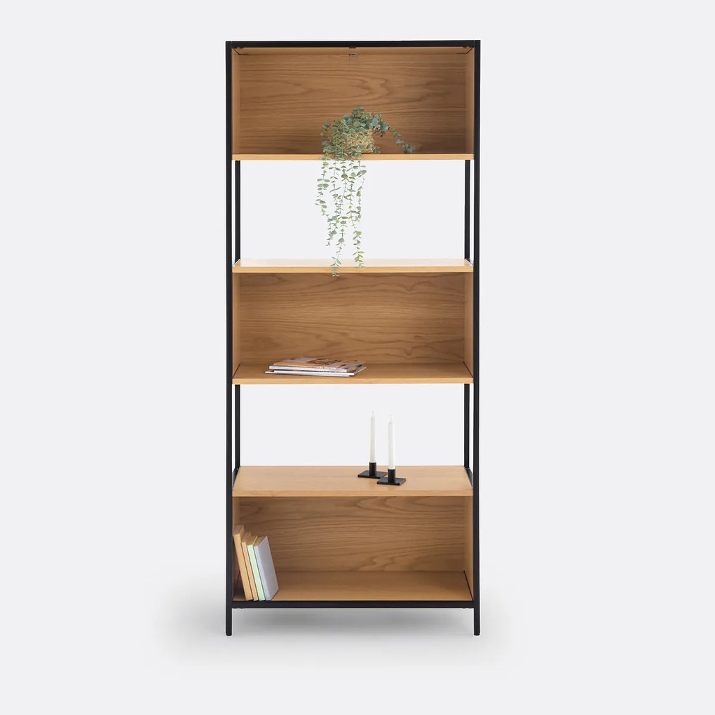 Modulaire boekenkast, 3 vakken, eikenfineer, Volga