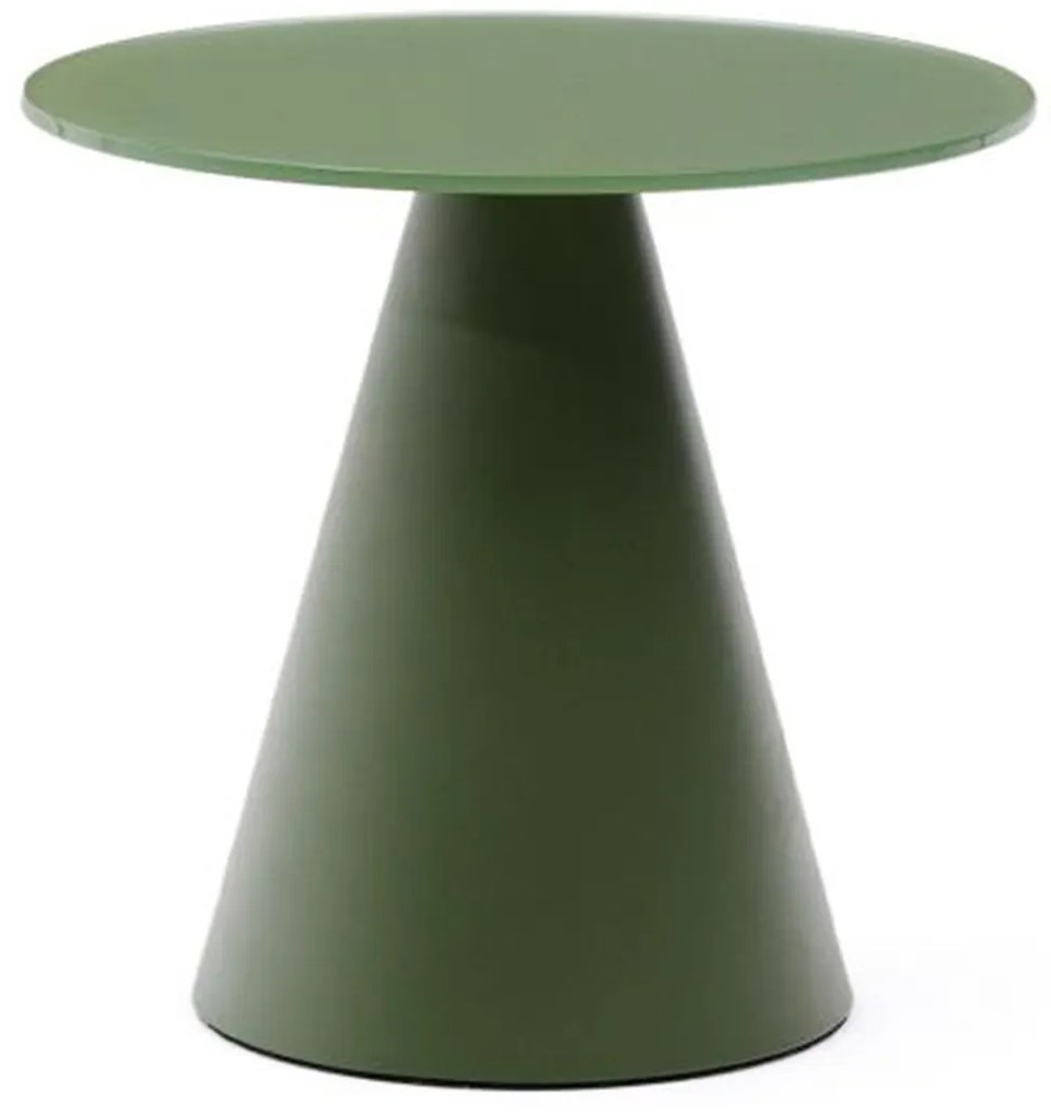 Kave Home Wilshire Ronde Bijzettafel Mat Glas Groen 35 Cm - 35 X 35cm.