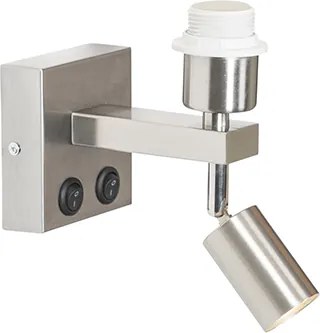 Moderne wandlamp staal met leeslamp - Brescia