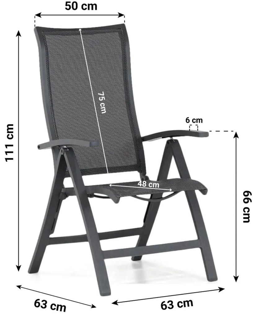 Tuinset 6 personen 220 cm Aluminium/textileen Grijs Presto Lucardo/Porto