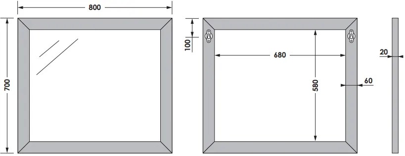 Brauer Citrine spiegel 80x70cm eiken grijs