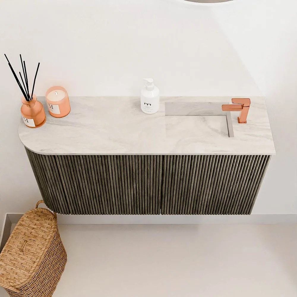 Mondiaz Joya DLux 80cm toiletmeubel ronding links shadow met wastafel faye rechts 1 kraangat ostra