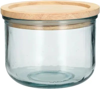 Voorraadpot met bamboe deksel, recycled glas, 600 ml