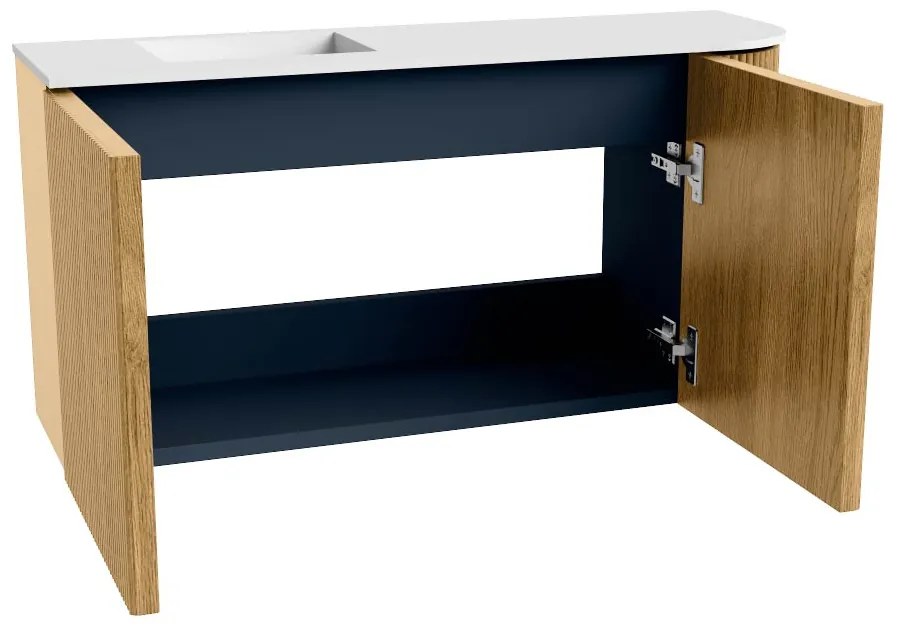 Mondiaz Joya 80cm toiletmeubel ronding rechts oak met wastafel faye links zonder kraangat talc