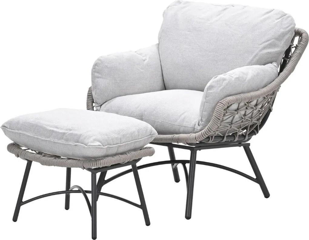 Garden Impressions Selene loungestoelen taupe - Mati bijzettafel Ø50x48 cm