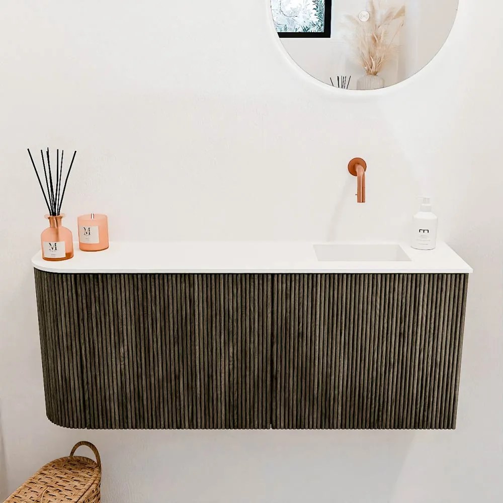 Mondiaz Joya 100cm toiletmeubel ronding links shadow met wastafel faye rechts zonder kraangat talc