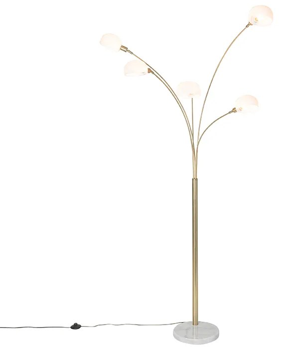 Design vloerlamp messing met opaal glas 5-lichts - Sixties Marmo Design E14 Binnenverlichting Lamp
