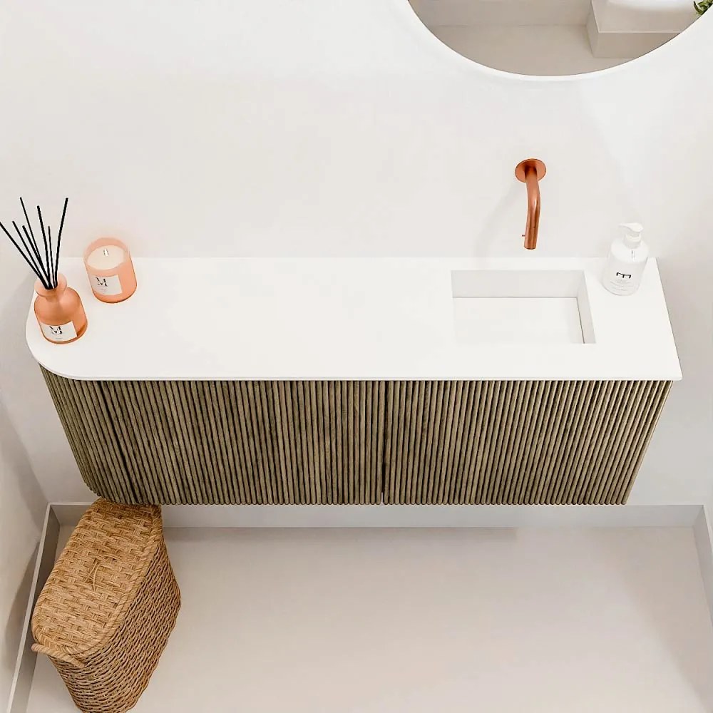 Mondiaz Joya 100cm toiletmeubel ronding links dusk met wastafel faye rechts zonder kraangat talc