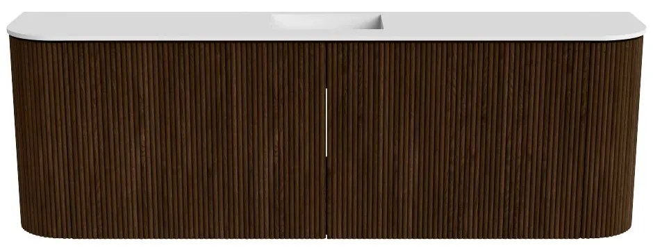 Mondiaz Joya 125cm toiletmeubel ronding links/rechts walnut met wastafel faye midden zonder kraangat talc