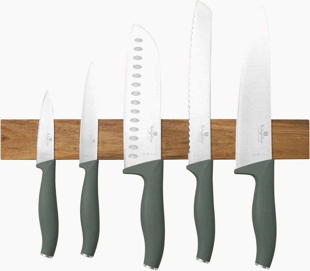 Messenset Matte Green van edelstaal met hanger, 6-delig