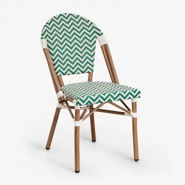Set Van 4 Brielle Bistro Aluminium Stapelbare Eetkamerstoelen Groen – Kool - Gardenia Wit - Sklum