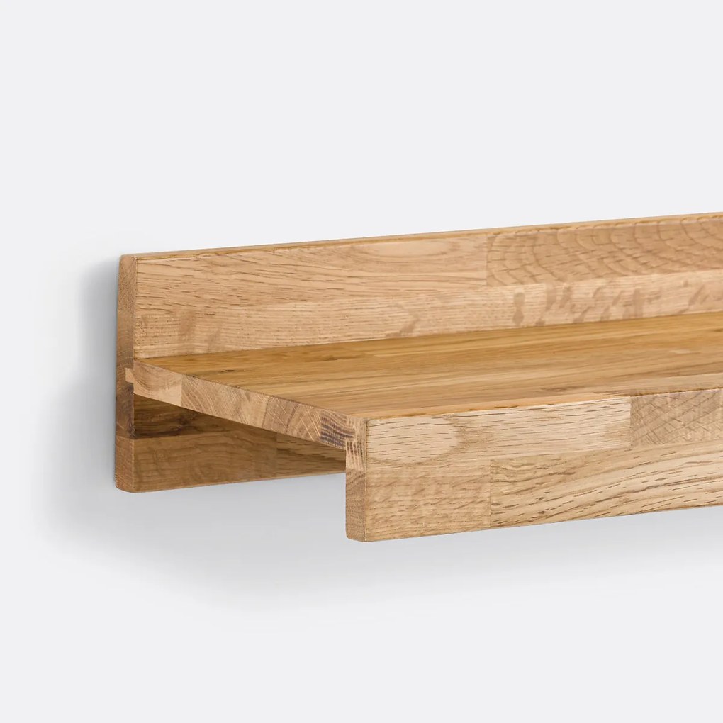 Wandplank, massief eiken, lengte 60 cm, Hiba