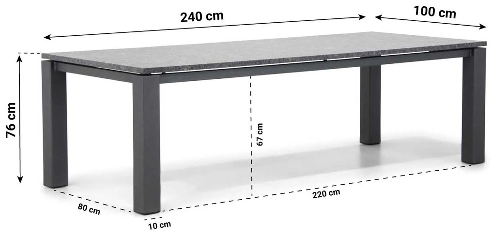 Dining Tuintafel rechthoekig 240 x 100 cm Graniet Grijs Alaska