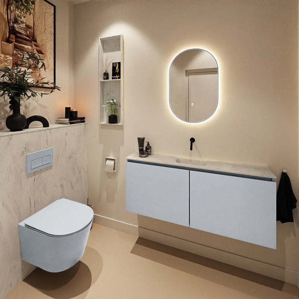 Mondiaz Ture DLux toiletmeubel 120cm clay met wastafel opalo midden zonder kraangat