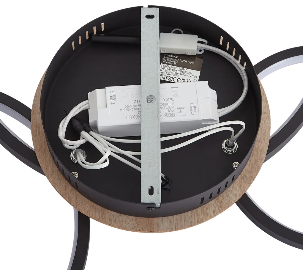 Moderne plafondlamp hout incl. LED 3-staps dimbaar 3-lichts - Rondas