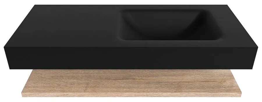 Zaro Alan badmeubel 110cm met planchet washed oak en vrijhangende wastafel cloud rechts zonder kraangat urban