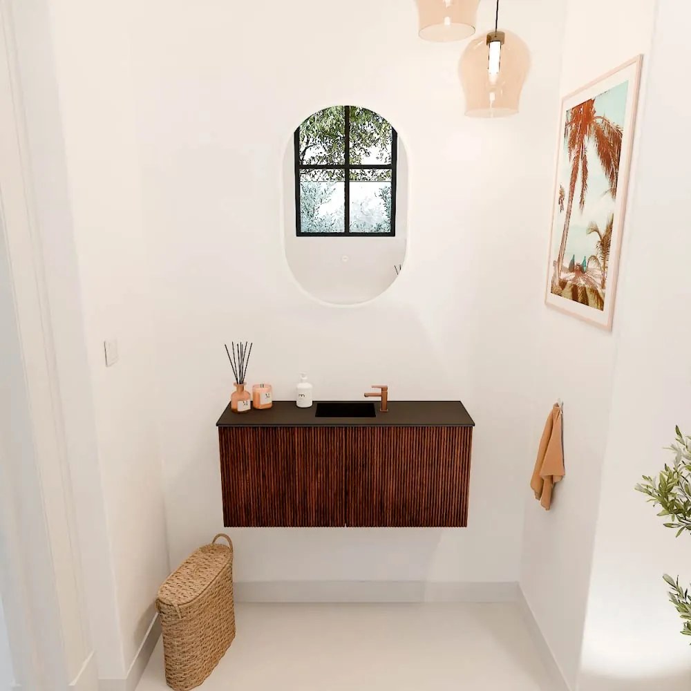 Mondiaz Joya 90cm toiletmeubel ruby met wastafel faye midden 1 kraangat urban
