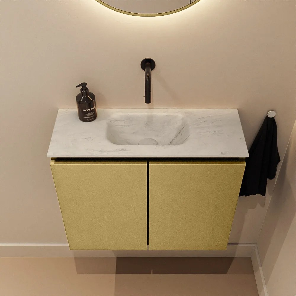 Mondiaz Ture DLux toiletmeubel 60cm oro met wastafel opalo midden zonder kraangat