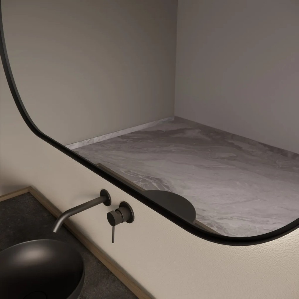 Gliss Design Aura spiegel met LED-verlichting 140x70cm mat zwart