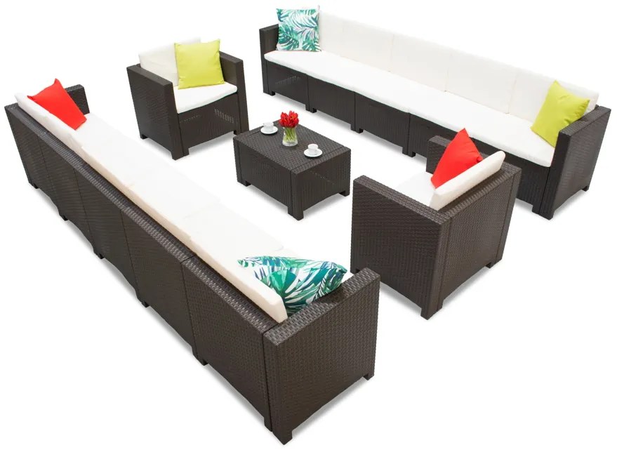 Technorattan set met twee grote banken Colorado Coffee Max 12 bruin Bica