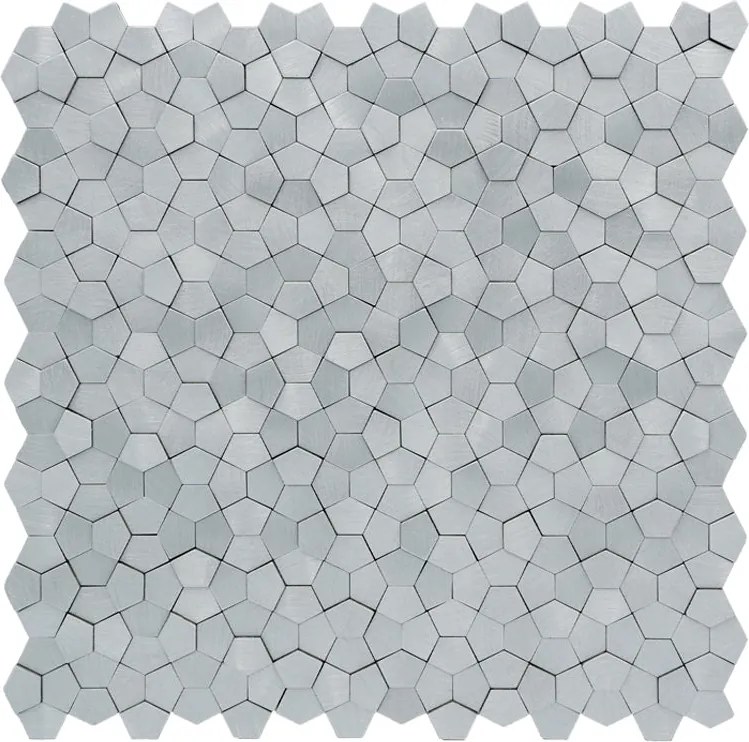 Zelfklevende Mozaïektegels Metaal | Pentagon 3D Zilver | 28,2×28,2 cm | Keuken, Bad & WC