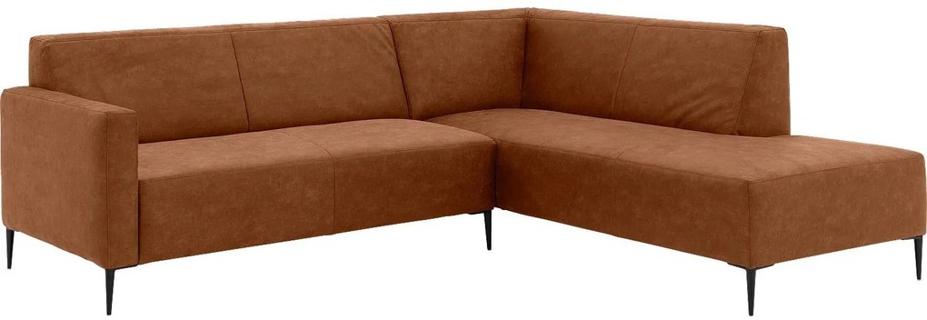 Goossens  Key West cognac, micro leer, 2,5-zits, modern design met ligelement rechts