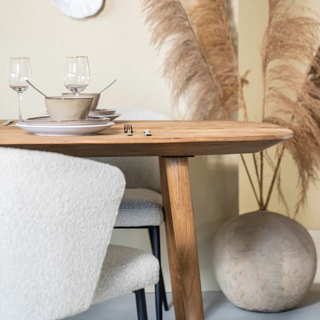 Eettafel Teak Met Afgeronde Hoeken 220 Cm - 220 X 100cm.