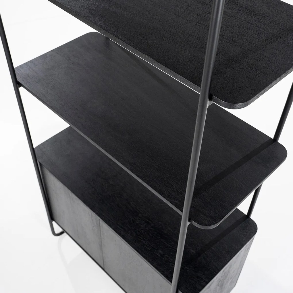 Eleonora James Smalle Stellingkast Zwart Mangohout - 96x46x210cm.