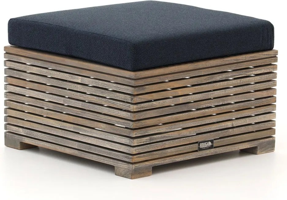 Voetenbank | ROUGH-C | Teakhout | Blauw/Old Teak Greywash | 60x60cm | Kees Smit Tuinmeubelen