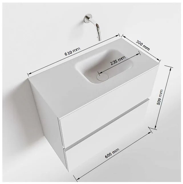 Mondiaz Ada 60cm toiletmeubel urban met wastafel talc rechts 1 kraangat