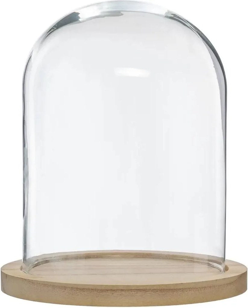 Atmosphera Glazen Stolp H29,5 cm - Decoratiestolp - Met houten basis - Hoog