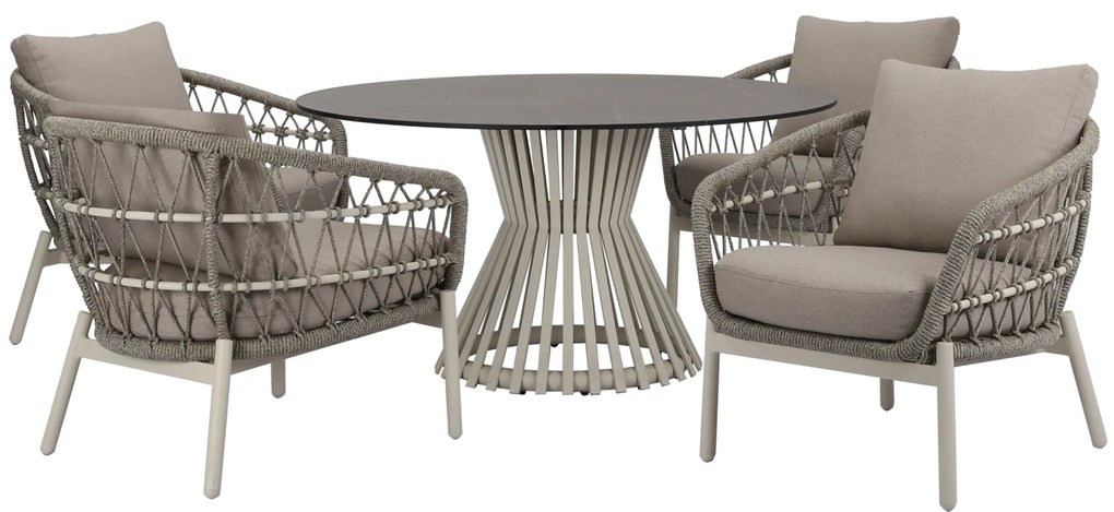 Arezzo Pasadena low dining tuinset 140xH69 cm 5 delig sand