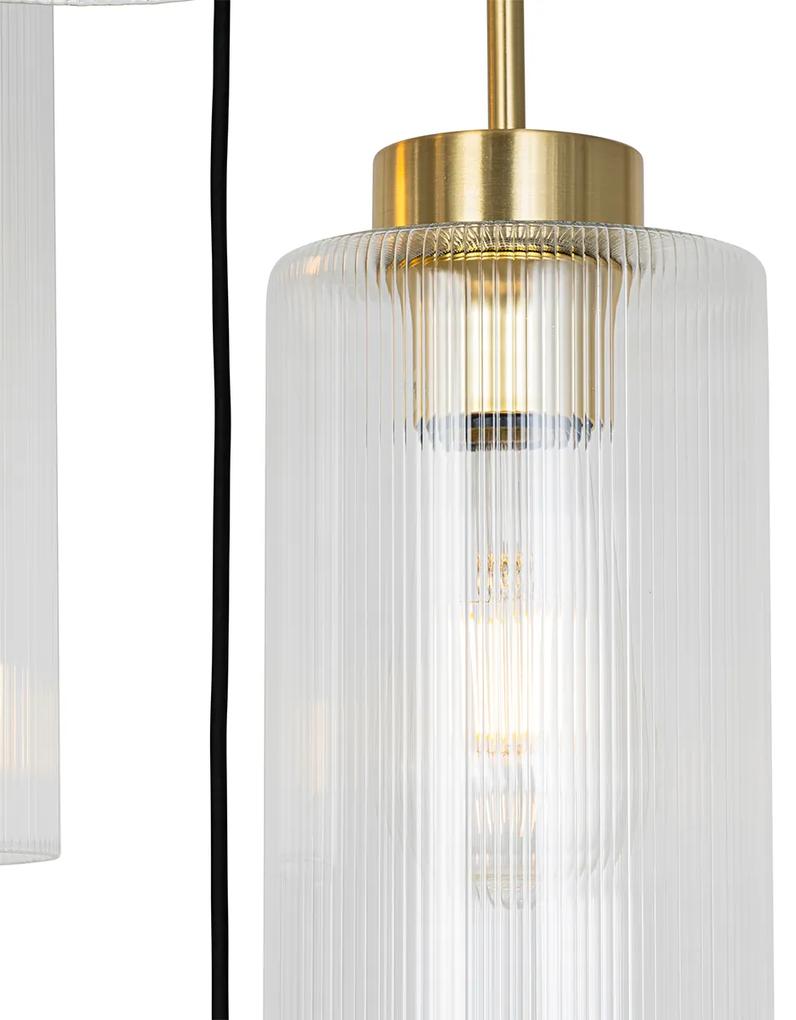 Art Deco hanglamp goud met glas 7-lichts - Laura Art Deco E27 rond Binnenverlichting Lamp