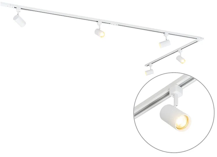 Modern railsysteem met 5 Spot / Opbouwspot / Plafondspots wit 1-fase - Iconic Jeana GU10 Scandinavisch Binnenverlichting Lamp