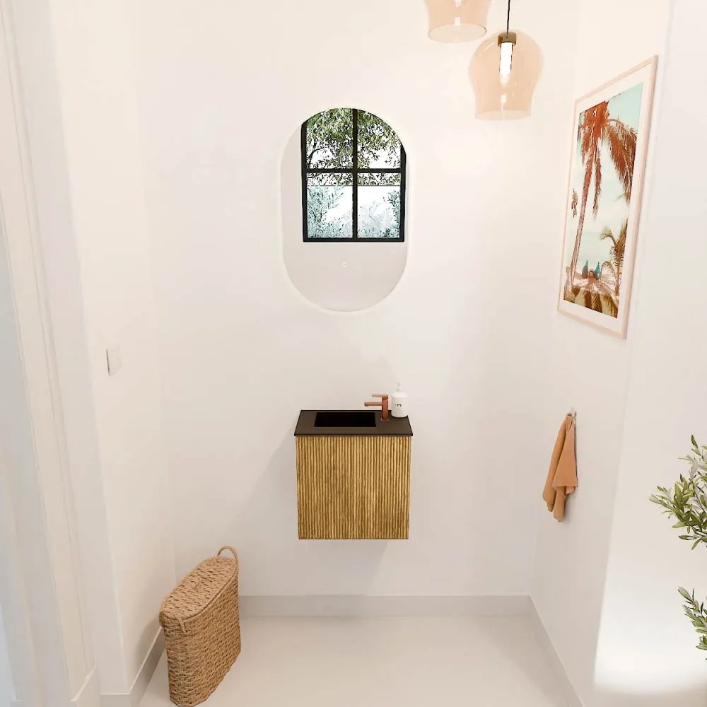 Mondiaz Joya 40cm toiletmeubel oak met wastafel faye links 1 kraangat urban
