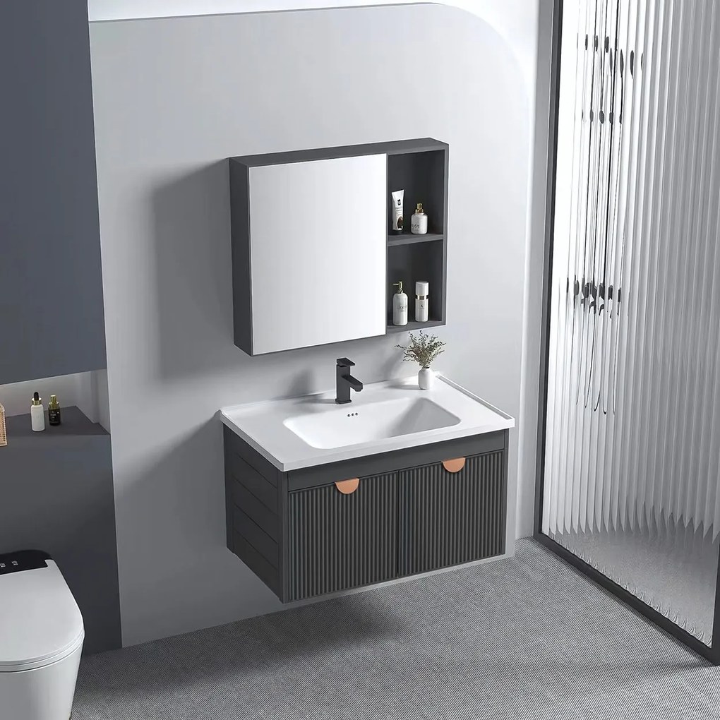 Badkamermeubelset met wastafel Mario 60cm Grey