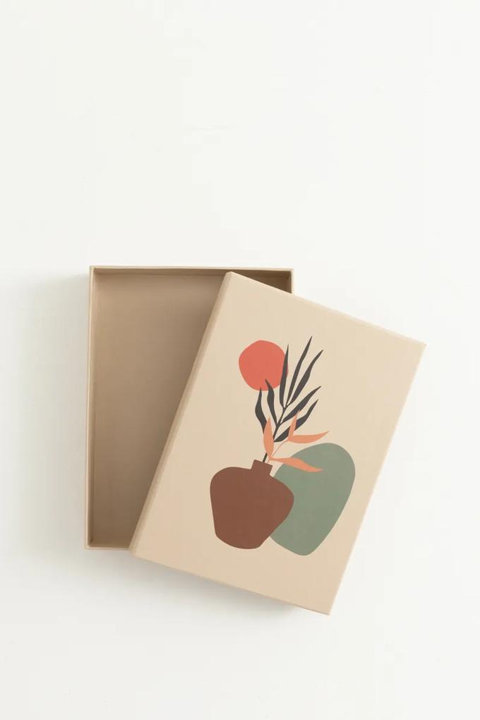 Papieren opbergbox met planten artwork A5