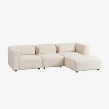 3-delige Modulaire Bank Met Fogler Poef Corduroy Beige – Linnen - Sklum