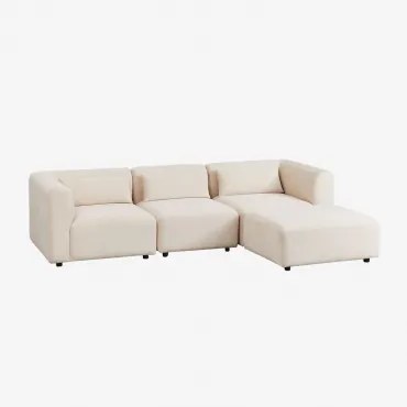 3-delige Modulaire Bank Met Poef Fogler Corduroy Linnen Beige - Sklum